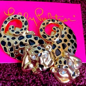 Lilly Pulitzer Gold & Black Cheetah Earrings
